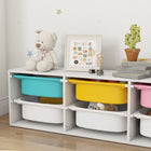 Qaba Kids Toy Storage Organizer with 6 Removable Plastic Bins - White-Stable structure supports up to 22 lbs (10 kg) for daily use
