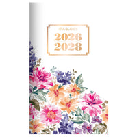 AT-A-GLANCE 2026-28 Badge Floral 2-Year - Pocket Planner - 6-3/16 x 3-5/8 - Bilingual-24 months: July 2026 - June 2028