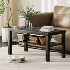 HOMCOM 2 Tier Coffee Table with Storage Shelf for Living Room - Black-Open shelf at the bottom for storing or displaying books and magazines
