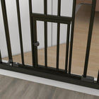 PawHut 36" Pet Gate with Walk Through Door - Black-Adults can open the door with a hand by sliding the button on both ends at the same time and lifting