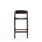 Manhattan Comfort Klismos 20" Mid-Century Modern Faux Leather Upholstered Counter Stool - Ivory and Dark Walnut-Seat Height: 26.5"
