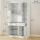 HOMCOM 71" H Modern Kitchen Buffet Cabinet with Hutch and Storage - White-Special treated surface, sturdy and easy to clean up 