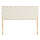 Modway Sparta Weave Vegan Leather Queen Headboard - Natural Beige-5 Height-Adjustable Mounting Positions