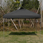 Outsunny 10 ft W x 10 ft L Pop Up Canopy Tent with Airy Top Vent and Bag - Black-Steel frame for firm support