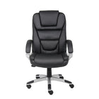 Nicer Furniture High Back PU Leather Executive Chair - Black-Upholstered in black PU leather or LeatherSoft which is leather and polyurethane for added Softness and Durability; waterfall seat design helps to reduce leg fatigue and improve blood circulation