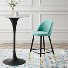 Modway Cordial Performance Velvet Counter Stools - Mint - Set of 2-Stain-Resistant Fabric