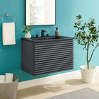 Modway Render 30" Wall-Mount Bathroom Vanity - Grey/Black-Walnut Grain Vanity