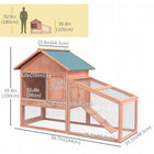 PawHut 2-Tier Outdoor Rabbit Hutch with Removable Tray, Ramp and Asphalt Roof-Main room for living, side room and bottom run for running and playing 