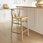 Modway Amish Wood Bar Stool - Weathered Gray Teak-V-Shaped Cutaway Backrest