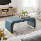 Modway Koda Performance Velvet Waterfall Ottoman - Brass/Cadet Blue-Metal Base