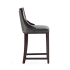 Manhattan Comfort Fifth Avenue 19" Traditional Faux Leather Upholstered Counter Stool - Pebble Grey-Includes Footrest Base