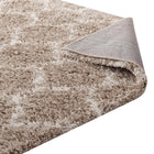 Modway Solvea Moroccan Trellis Shag Area Rug - 5 ft W x 8 ft L - Beige/Ivory-7
