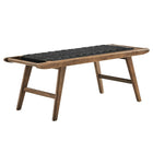 Modway Saoirse 47" Wove Rope Wood Bench - Walnut/Black-Double Woven Rope