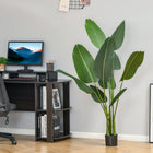 HOMCOM 5' Artificial Banana Tree in Pot for Indoor Outdoor Décor - Green-Made of cotton-like ring, this faux plant includes 10 leaves that bring a natural feeling to your room 