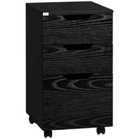 HOMCOM Mobile 3-Drawer Letter/A4 Filing Cabinet on Wheels - Black Wood Grain-Large storage capacity with two small drawers and a large drawer
