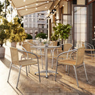 Flash Furniture 23.5'' Square Aluminum Indoor-Outdoor Table with 4 Beige Rattan Chairs (TLH-ALUM-24SQ-020BGECHR4-GG)-Seats 4 people