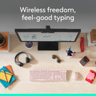 Logitech MK270 Wireless Keyboard and Optical Mouse Combo - Pink-Type in Comfort: The design of this keyboard creates a comfortable typing experience thanks to the low-profile, quiet keys and standard layout with full-size F-keys, number pad, and arrow keys