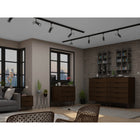 Manhattan Comfort Rockefeller Mid-Century Modern Bedroom Dresser 3-Piece Set - Brown-Choose Your Handle Design When the Product is at Your Home! Option for Cut-Out Edge Handle, or Flush Design Look.