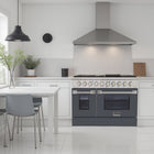 Kucht 48" KNG Series Pro Style Propane Gas Range - Stainless Steel/Cement Grey-Full stainless steel range with a professional handle for the ultimate cooking experience