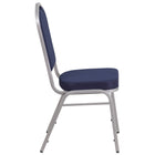 Flash Furniture HERCULES Series Crown Back Stacking Banquet Chairs in Navy Fabric with Silver Frame - 4 Pack-Crown Back Design