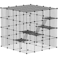 PawHut 55" Indoor 4-Tier Cat Enclosure with Platforms and Ramps-Spacious four-tier design allows ample room for multiple cats 