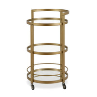 Hudson&Canal Hause 21"W Round Bar Cart - Brass-A modern contemporary design for your kitchen, den, entertaining space, and more