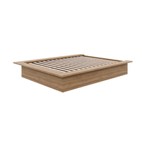 Nexera Malibu Bed Frame - Full Size - Brown Oak-Sleek Minimalist Design: Modern Brown Oak platform bed crafted from engineered wood for contemporary elegance