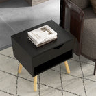 HOMCOM Bedside Table with Drawer and Shelf - Black - Set of 2-Four solid wood legs offer a stable base