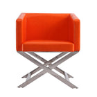 Manhattan Comfort Hollywood 25.6" Contemporary Faux Leather Upholstered Accent Chair - Orange and Polished Chrome-Tailored Upholstered in Soft Faux Leather