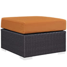 Modway Convene Outdoor Patio Fabric Square Ottoman - Espresso/Orange-Synthetic Rattan Weave