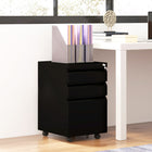 Vinsetto Steel Letter/A4/Legal Filing Cabinet with Lock & Hanging Bar - Black-Three drawers with a detachable pencil tray increase storage options
