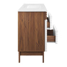 Modway Render 48" Single Sink Bathroom Vanity - White/Walnut/White-Ceramic Sink Basin
