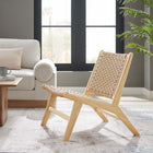 Modway Saoirse Woven Rope Wood Accent Lounge Chair - Natural Natural-Slightly Reclined Seat