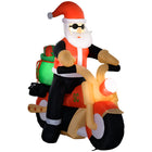 HOMCOM 5.5' Lit Inflatable Santa Claus on Motorcycle Christmas Yard Decoration-5.5ft tall holiday inflatable display features a super cool Santa Claus riding a motorcycle 