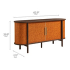 Modway Coralie 63" Curved Vegan Leather Oval Sideboard - Walnut Tan-Wood Grain Laminate