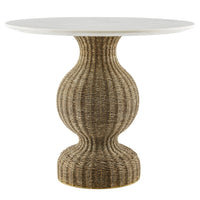 Modway Zale 36" Marble and Seagrass Dining Table - White Natural-Round Dining or Entryway Table