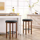Modway Fable Boucle Fabric Counter Stools - Walnut Charcoal - Set of 2-Boucle Fabric Upholstery