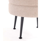 Manhattan Comfort Bailey 18.11" Mid-Century Modern Polyester Blend Upholstered Ottoman - Oatmeal with Black Legs-Stylish Splayed Gold Stainless Steel Legs