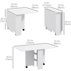 HOMCOM 55" Drop Leaf Folding Dining Table with Storage Shelves for 4-6 - White-Can be folded into a small and compact unit, saving space when not in use