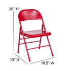 Flash Furniture HERCULES Series Triple Braced & Double-Hinged Metal Folding Chair - Red-Non-Marring Glides