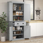 HOMCOM 72" H Freestanding Kitchen Pantry Cabinet with Drawer - Grey-Three adjustable shelves with a 1.25" gap for flexible storage 
