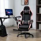 Vinsetto Computer Gaming Chair with Footrest and Swivel Wheels - Black-17.9" -21.1" (45.5-53.5 cm) adjustable height