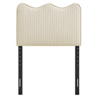Modway Athena Striped Fabric Upholstered Twin Size Headboard - Oatmeal Stripe-Seven Adjustable Mounting Positions
