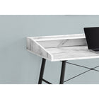 Monarch Specialties 7539 48" Computer Desk - White Marble-Look/Black Metal-Finished on all sides for flexible placement anywhere in a home office