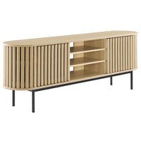 Modway Fortitude 71" TV Stand - Oak-Adjustable Shelves