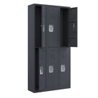 Ceha RH Series 2-Tier Locker with Louver Vents and Recessed handle - Bank of 3 - Graphite Grey-Secure storage with enhanced front louver ventilation
