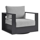 Modway Tahoe Outdoor Powder-Coated Aluminum Swivel Armchair - Grey-Outdoor Patio Swivel Armchair
