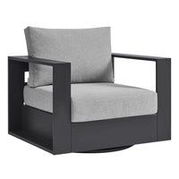 Modway Tahoe Outdoor Powder-Coated Aluminum Swivel Armchair - Grey-Outdoor Patio Swivel Armchair