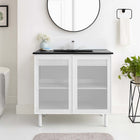 Modway Calla 36" Perforated Metal Bathroom Vanity - Black/White-Adjustable Foot Levelers