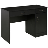HOMCOM 43.25" Computer Desk with Storage Drawers - Black-Simple stylish design is suitable for most decorations
